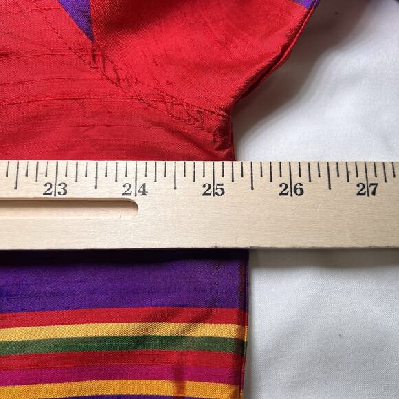 Chico’s Design 100% Silk Jacket Size 3 (XL) Red Purple Striped Button Top VTG - Picture 7 of 12